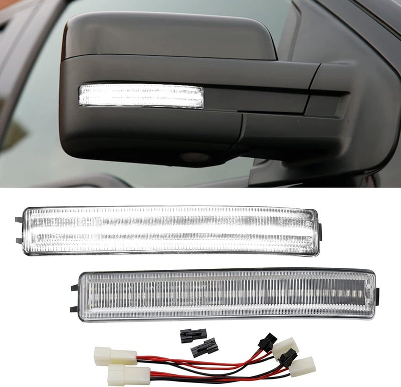 Aexploer Side Mirror Turn Signal Lights LED Assembly Compatible with F150 2009-2014/for Mark LT 2010-2014,Blink Turn Marker Lamp (Clear Len White Light) - Image 1